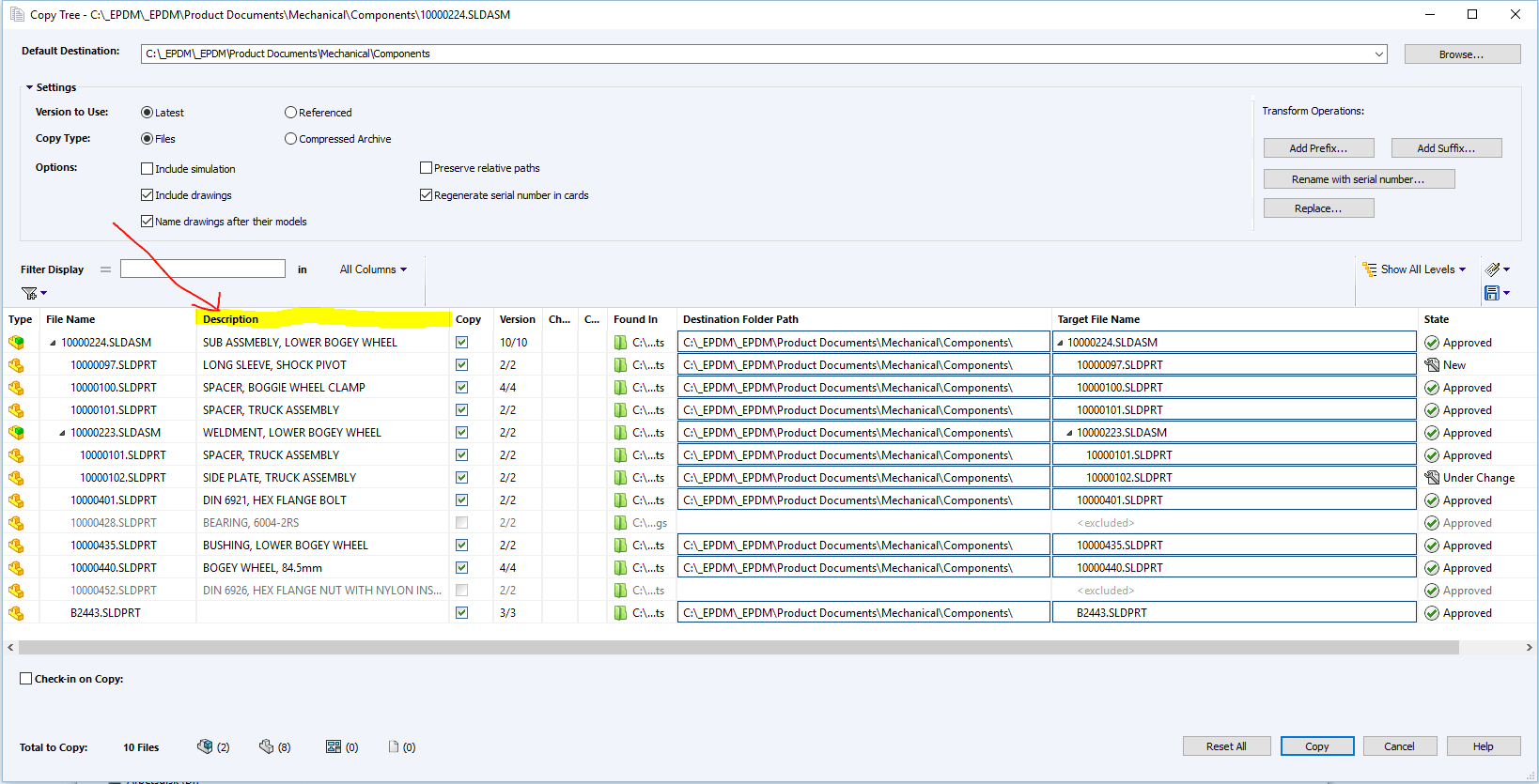 För att lägga till en kolumn för benämning så gör man likadant som på "Contains"-fliken...
