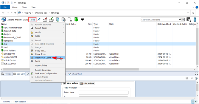 Rensa cach i PDM Valvet