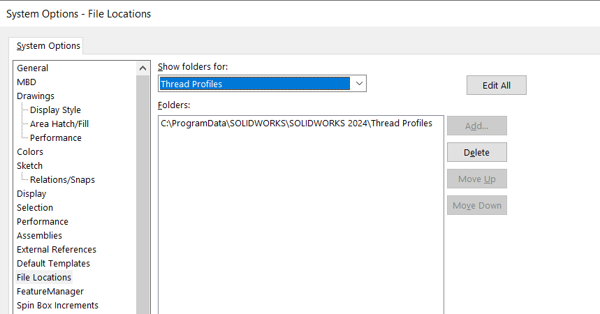 Thread profiles hittar du i system options