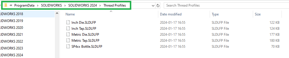 Aktivera filändelserna så ser vi nu sldlfp, Library Feature Part.